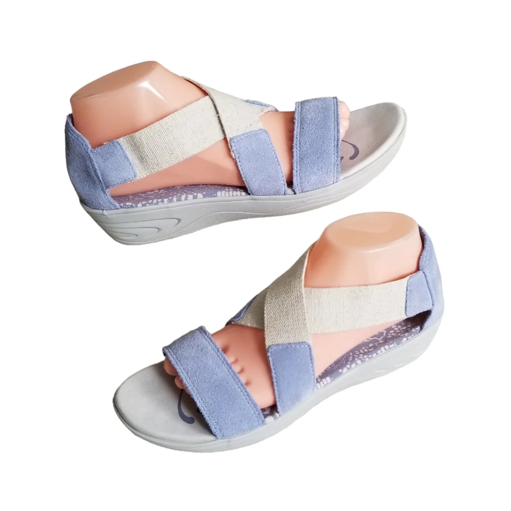 Easy Spirit Explore24 Womens Size 9.5 N Blue Strappy Low Wedge Sandals ESMATILDE_13